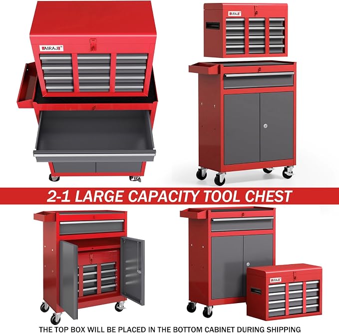AIRAJ 7-Drawer Tool Chest with Wheels | 40'' H Rolling Tool Chest | Detachable - Image 5