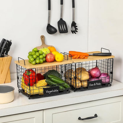2 Set XL Stackable Wire Basket - Image 9