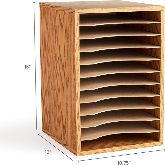 Safco Vertical Desktop Sorter, Wooden Paper Organizer - Image 4