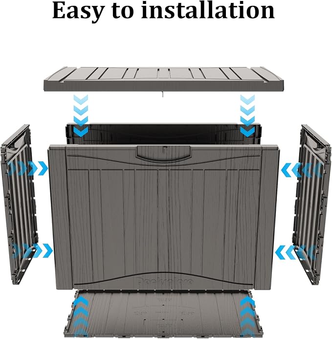 45 Gallon Deck Box, Resin Outdoor Indoor Waterproof Storage Box, Lockable - Image 4
