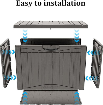 45 Gallon Deck Box, Resin Outdoor Indoor Waterproof Storage Box, Lockable - Image 4