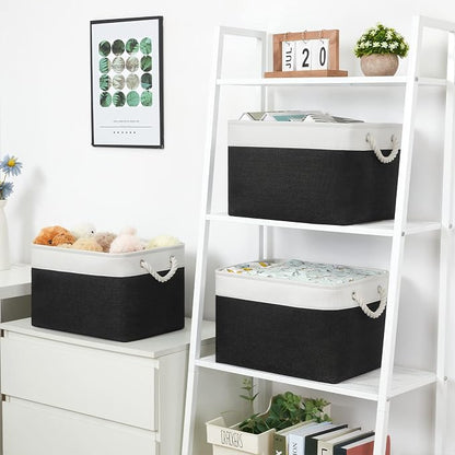 Bidtakay Black Storage Baskets for Shelves Collapsible Organizer Baskets for - Image 3