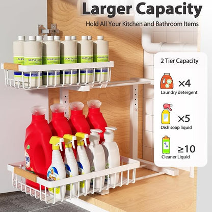Liuoud Under Sink Organizer 2 Pack, 2 Tier Slide Out Large Capacity Height - Image 2