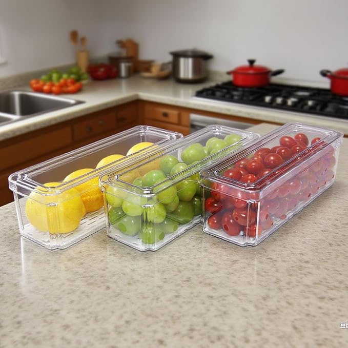 YINGRACE 3 Pack Fridge Organizer Bins, Stackable Refrigerator Organizers and - Image 7