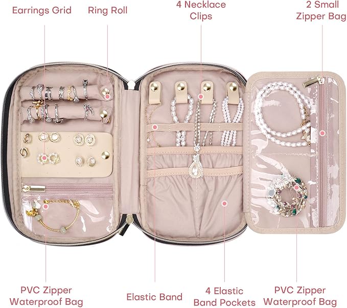 Jewelry Travel Case Organizer for Necklaces, Soft Sided - Image 3