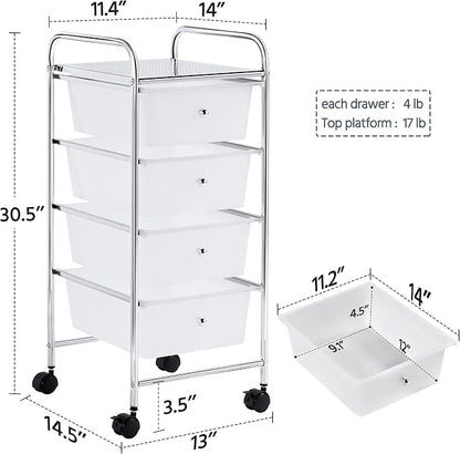 Yaheetech 4 Drawers Cart Rolling Plastic Storage Cart and Organizer Metal Frame - Image 3