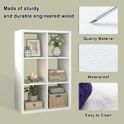 CTESNE【2026 Wooden Thick Frame 6 Cube Storage Organizer Shelf - Image 5