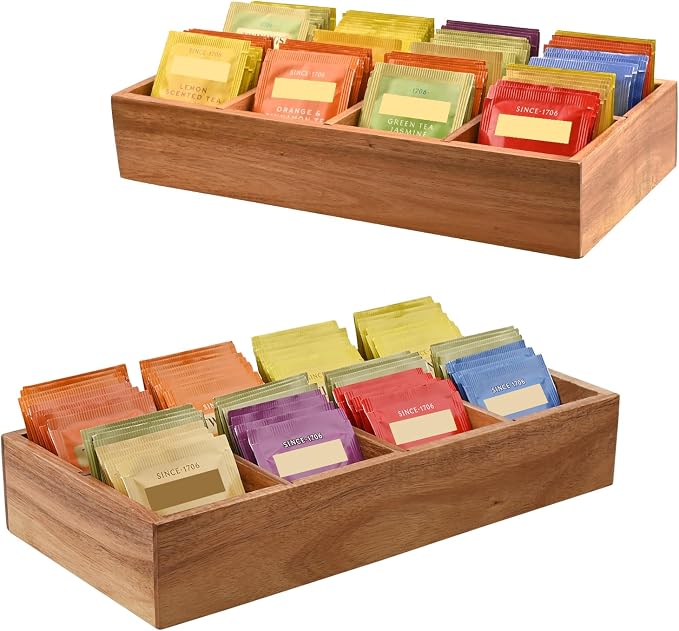 Acacia Wood Tea Bag Organizer by villasmallbusiness