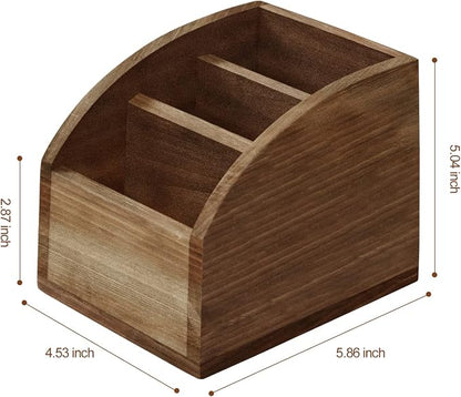 OKSQW Rustic Vintage Wooden Desk Organizer Farmhouse Wood Remote Control Caddy - Image 2