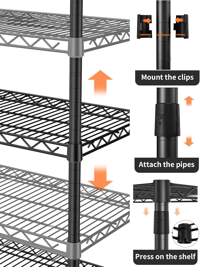 4 Tier Adjustable Storage Shelves, Heavy Duty Metal Utility Shelf 1400LBS - Image 9