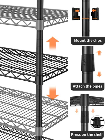 4 Tier Adjustable Storage Shelves, Heavy Duty Metal Utility Shelf 1400LBS - Image 9