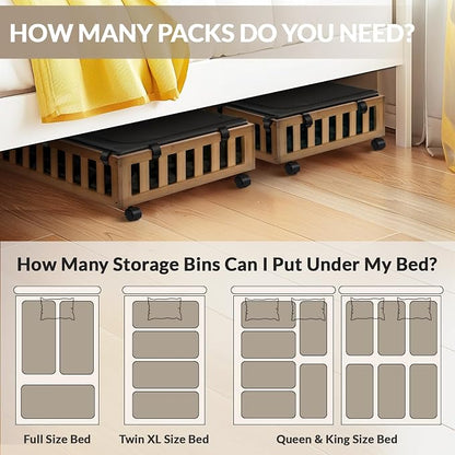 2 Pack Bamboo Under Bed Storage - Image 3