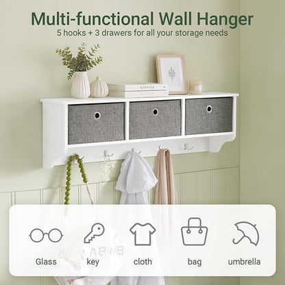 Haotian SoBuy Wall Shelf with Hooks, Coat Rack Wall Mounted with Shelf | Wall - Image 3