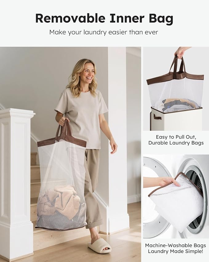 SOLEDI Clothes Hamper with Lid - 100L XL - Large Laundry Basket with Removable - Image 5