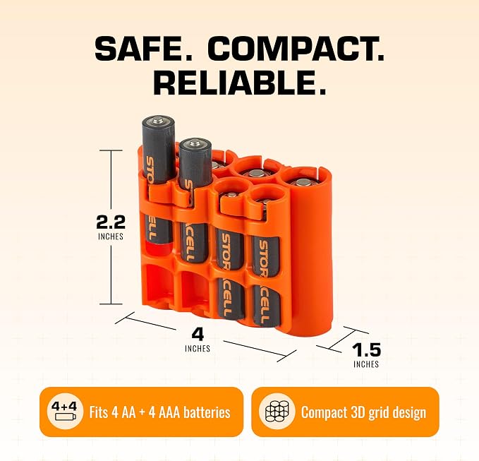 Storacell AA + AAA Combo Battery Storage Caddy and Dispenser, Holds 4 AA + 4 - Image 6