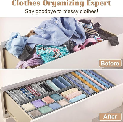 Dresser Drawer Organizer 8 Pack Clothes Underwear Sock Storage Light Gray - Image 3