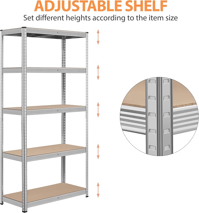 Topeakmart 5-Tier Utility Shelves, Metal Storage Shelves Unit Adjustable Garage - Image 6