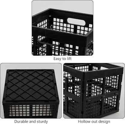 Square Milk Crate, 18 L Plastic Stackable Utility Crate, 3 Pack | Black Plastic - Image 4