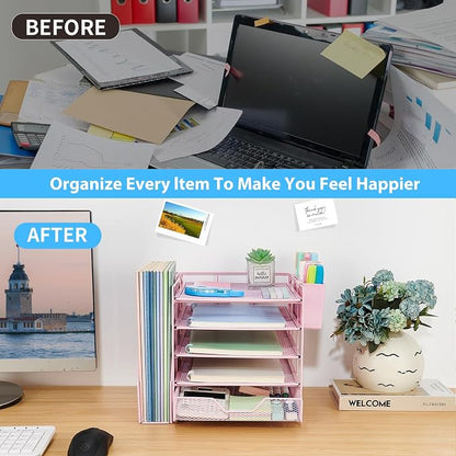 Desk Organizers and Accessories, 5-Tier Paper Letter Tray Organizer - Image 4
