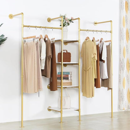 Industrial Pipe Gold Clothing Rack - Image 2
