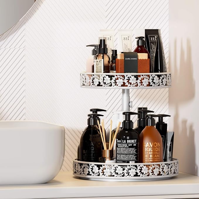 2 Tier Lazy Susan Organizer Turntable, 12 Inch, Easy Assembly & Cleaning - Image 8