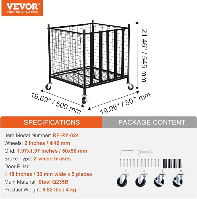 VEVOR Rolling Sports Ball Storage Cart, Lockable Basketball Cage - Image 7