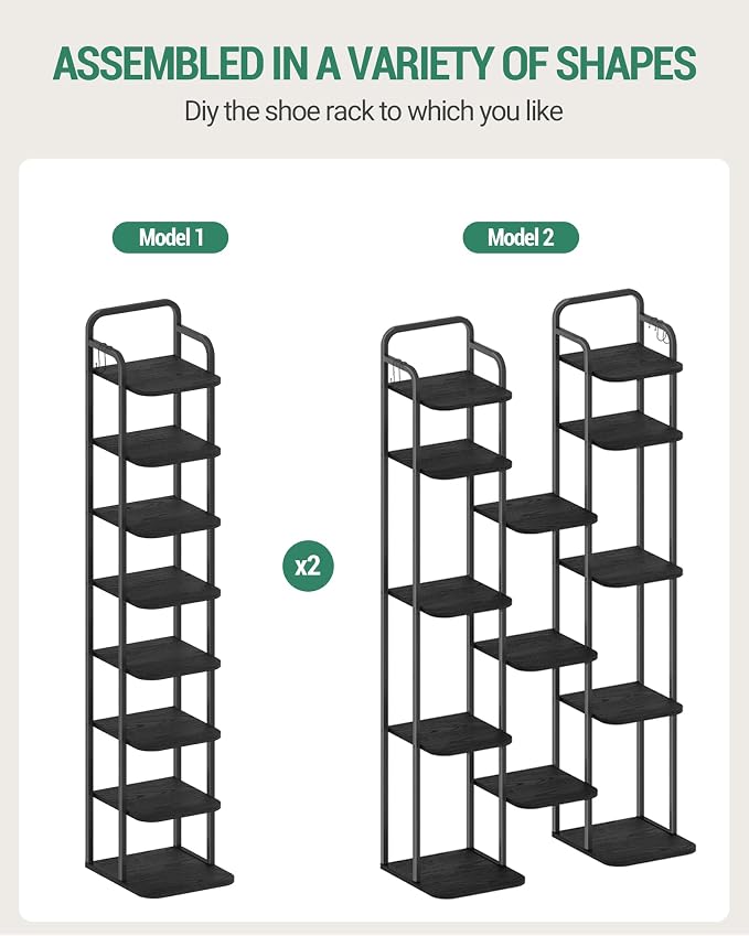 Hzuaneri 8 Tiers Vertical Shoe Rack, Narrow Shoe Tower, Tall Shoes Shelf - Image 5