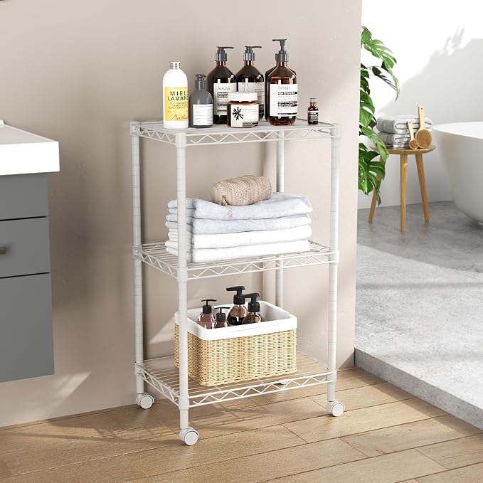 SINGAYE 3 Small Shelves Storage Shelf Wire Shelving Unit Metal Shelf Adjustable - Image 2
