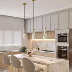 Raindrop Pendant Lights Set of 3, Pendant Lights Kitchen Island 3 Pack, Teardrop Glass Pendant Lights for Bedroom Bathroom, Island Lights, Chandelier for Living Room Hallway, Bulb Included