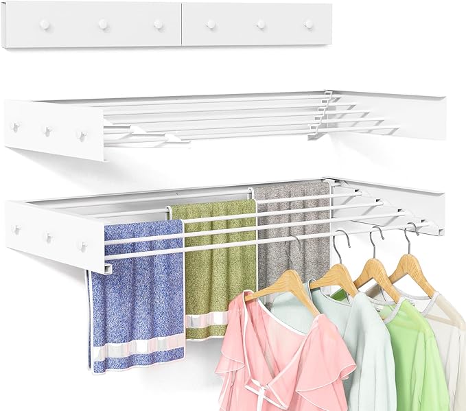 Wall Mounted Drying Rack for Laundry 31.5'', Folding Clothes Drying Rack Wall by BAKON