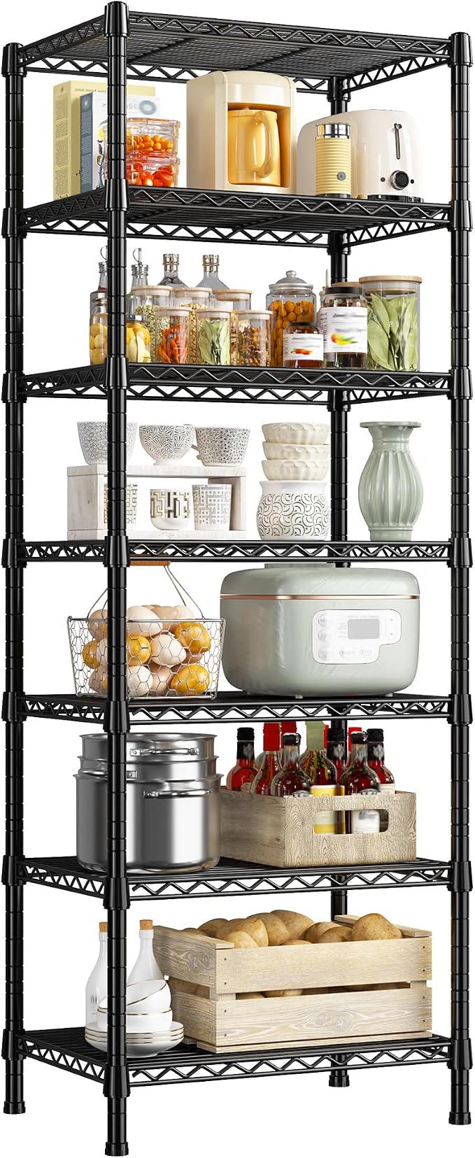 REIBII 7-Tier Metal Shelving Unit, 71’’H x 18’’W x 18’’D, 1176 LBS Weight by REIBII