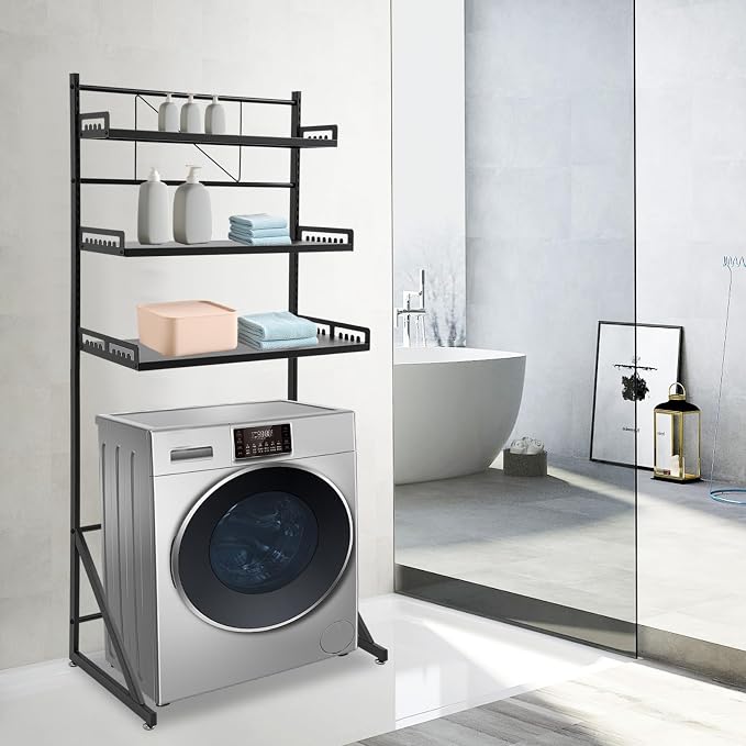 Over Washer and Dryer Storage Shelves, 3-Tier Washing Machine Organizer Rack - Image 2
