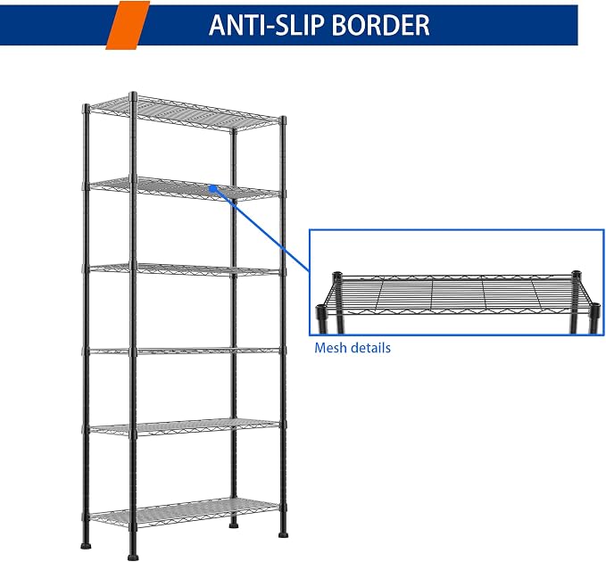 REGILLER 6-Wire Shelving Metal Storage Rack Adjustable Shelves, Standing - Image 7
