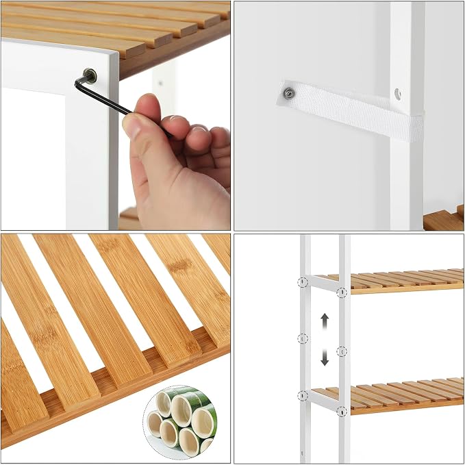 SONGMICS Bamboo Storage Shelf, 5-Tier Shelving Unit, in The Entryway, Living - Image 7