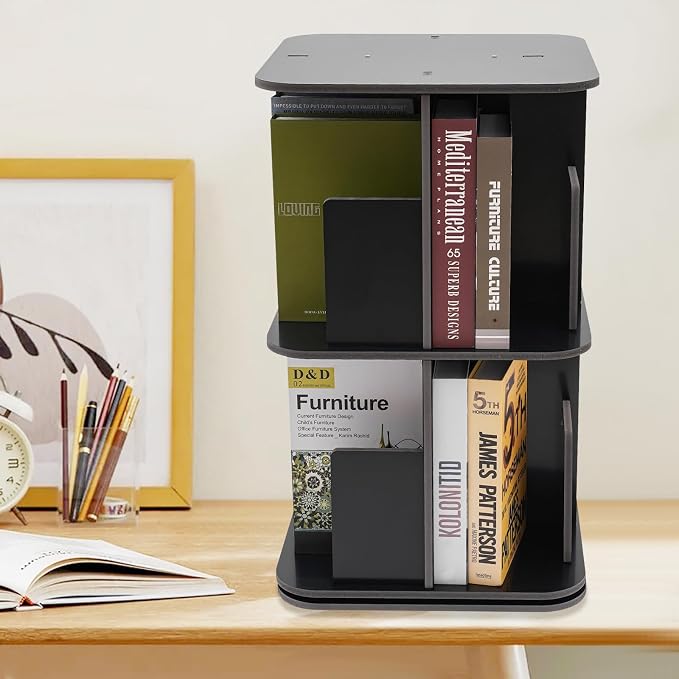 Rotating Bookshelf, Revolving Bookcase, Stackable Bookshelf Organizer, Swivel - Image 2