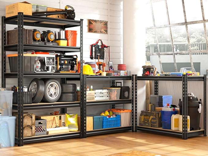 REIBII Set of 2 Storage Shelves 5 Tier Garage Shelving Heavy Duty Metal - Image 5