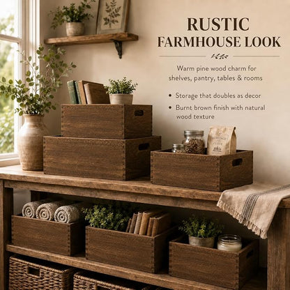 5 Pack Wooden Crates for Display Nesting Wood Crate for Storage - Image 8