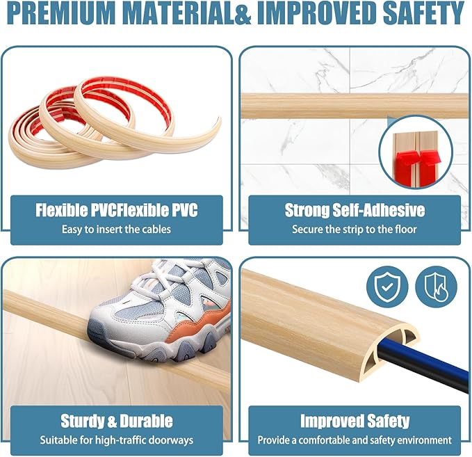 Floor Cord Covers for Wires 10FT Cable Hider Wire Cover Self Adhesive Cord - Image 3