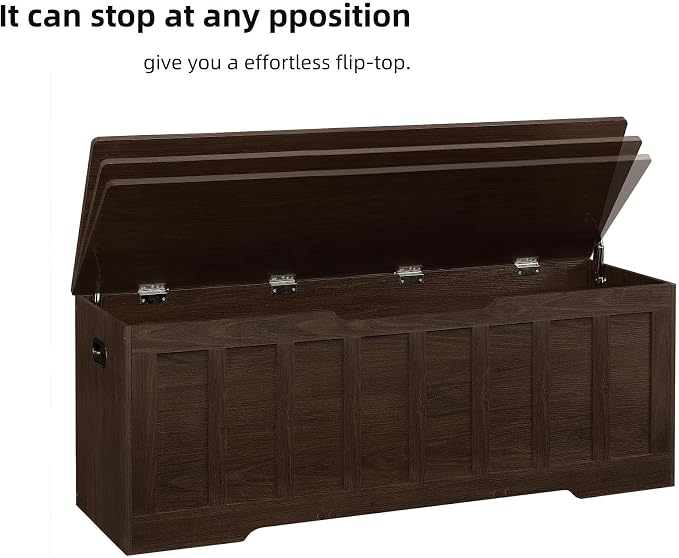 VANKILEY 51.2" Storage Chest Extra Large, Wooden Storage Bench, Espresso | Chest - Image 9