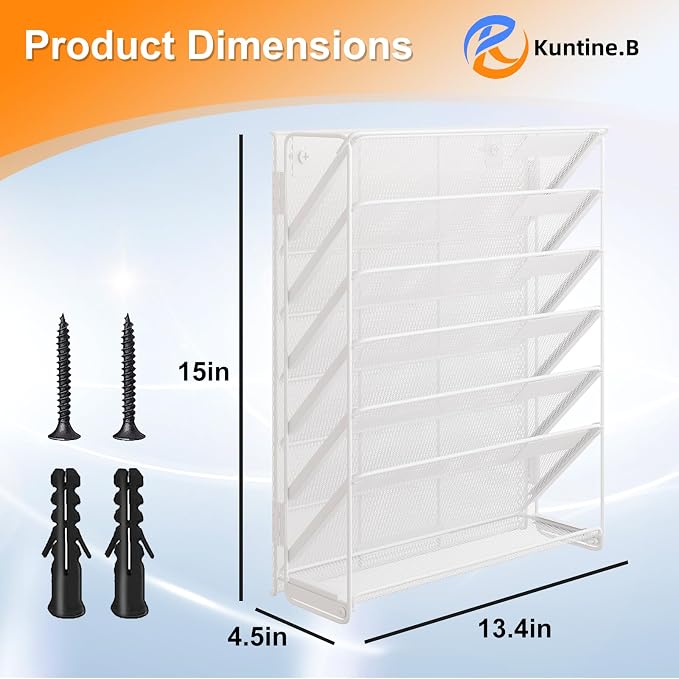 Kuntine.B Wall File Organizer Hanging Magazine Holder - Image 2