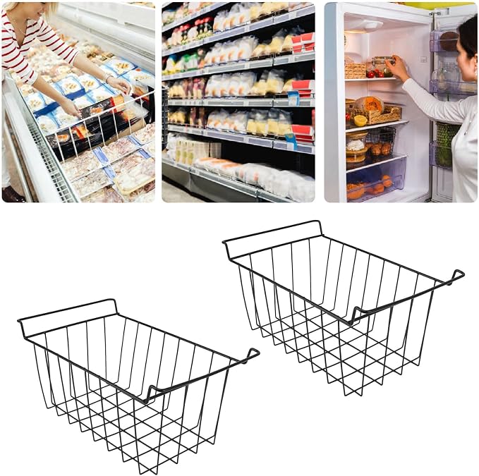 2PCS Freezer Organizer Bins, Steel Wire Freezer Basket - Image 6