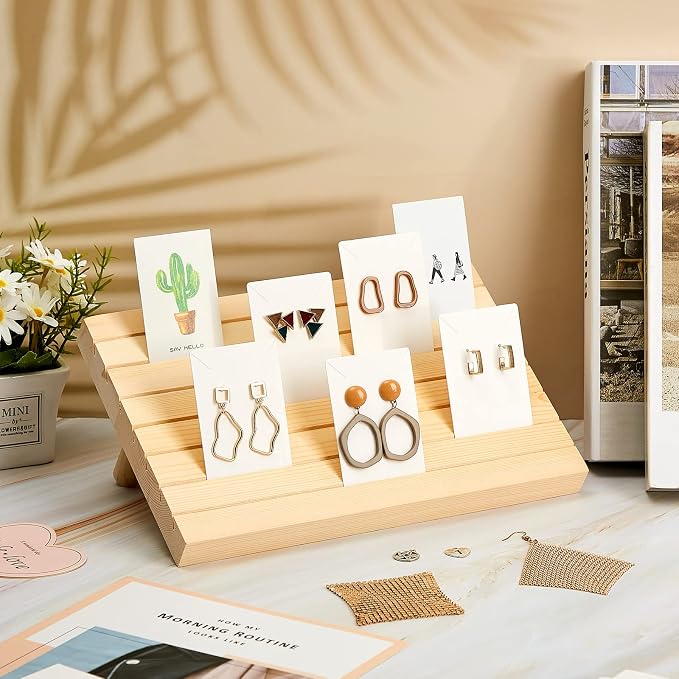 Blulu 31 Pack Wooden Earring Display Stand 7 Slots jewelry Display Holder - Image 4