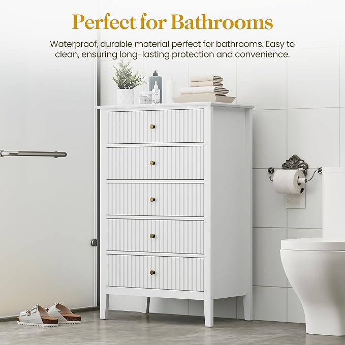 RoyalCraft White Fluted 5 Drawer Dresser - Image 9