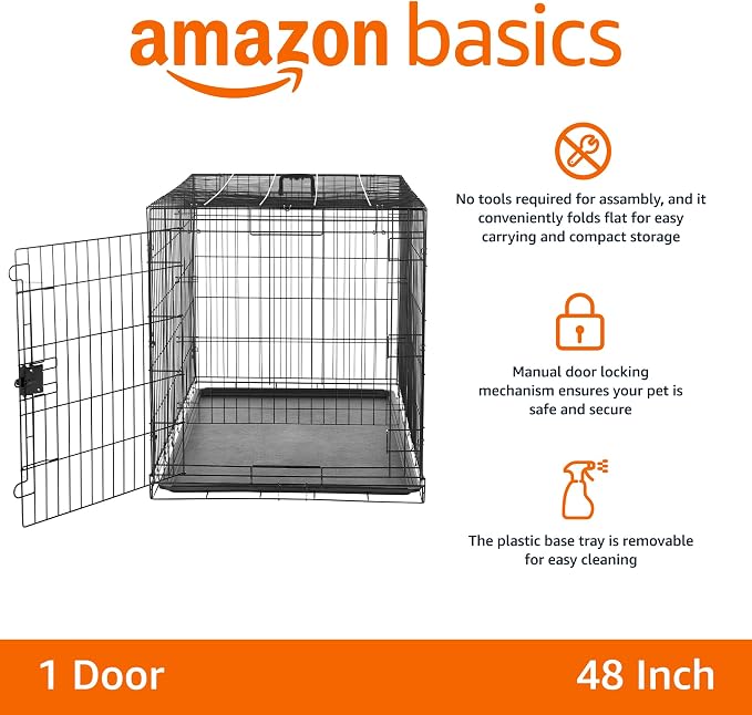 Amazon Basics Durable, Foldable Metal Wire Dog Crate - Image 2