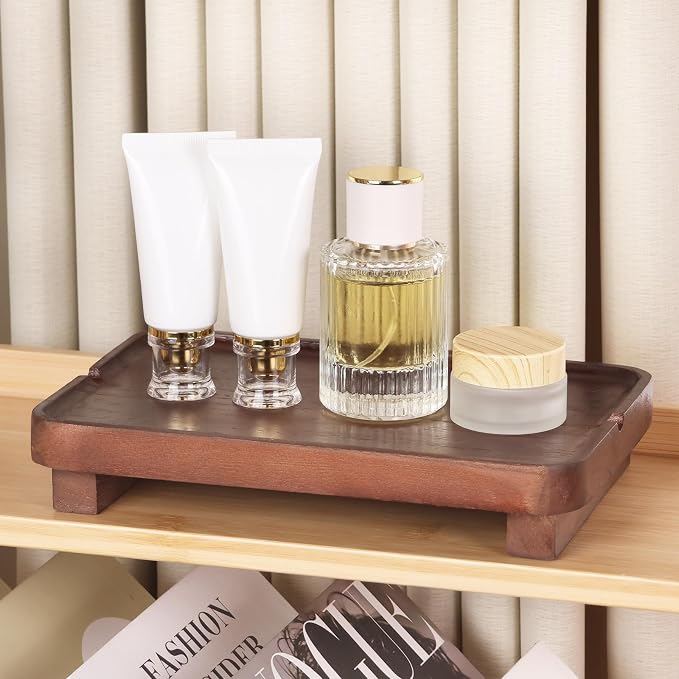 Wood Riser Small Decorative Tray Sink Soap Dish, Vanity Tray Pedestal Stand 9 x - Image 6