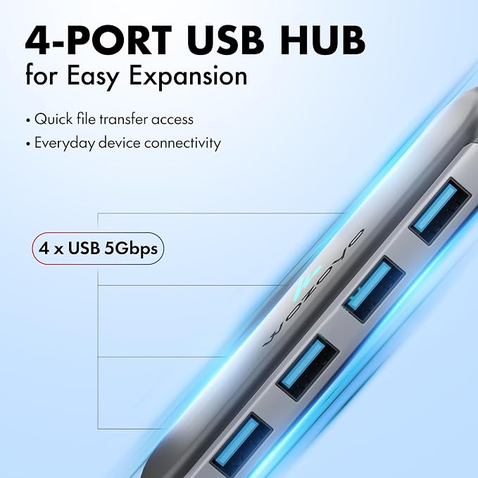 USB A to 4 Port Wozoyo USB 3.2 Hub, 4X USB 5Gbps, Data Transfer Speed Upto - Image 4