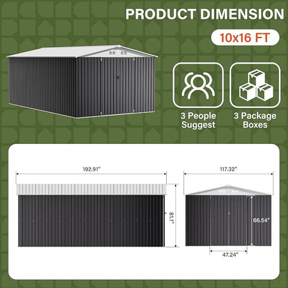 Polar Aurora 10x16 Outdoor Storage Shed, Garden Shed - Image 2