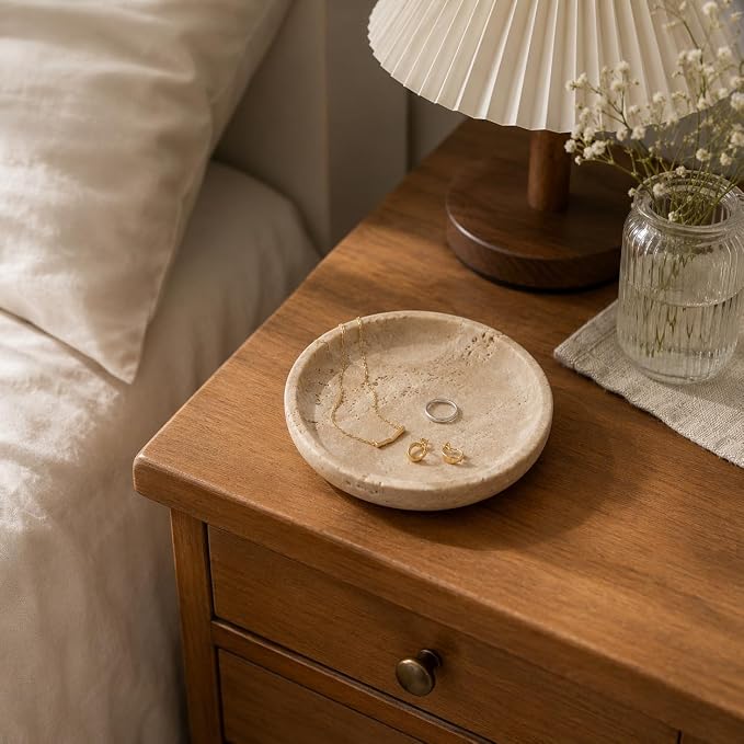 Small Natural Marble Jewelry Tray Key Plate Holder Dish Trinket Decor Catch All - Image 3
