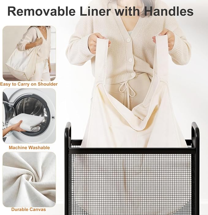 WOWLIVE Rolling Laundry Hamper - Image 3