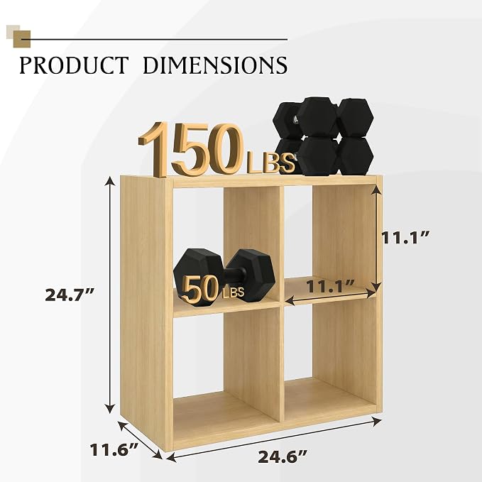 WannabeMyself【2026 Wooden Thick Frame】 4 Cube Storage Organizer - Image 2